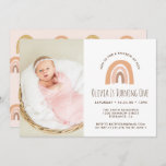 Boho Pastel Rainbow 1st Birthday Photo Invitation<br><div class="desc">Earthy rainbow theme is perfect for minimal and modern birthday party! Choose our pastel blush rainbow design for your kids 1st birthday party.</div>