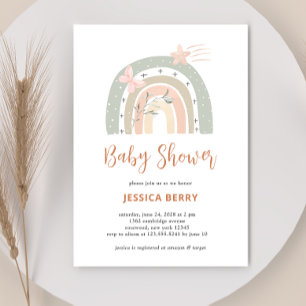 Boho Pastel Rainbow Baby Shower Invitation