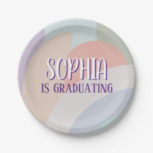 Boho Pastel Rainbow Graduation Paper Plates