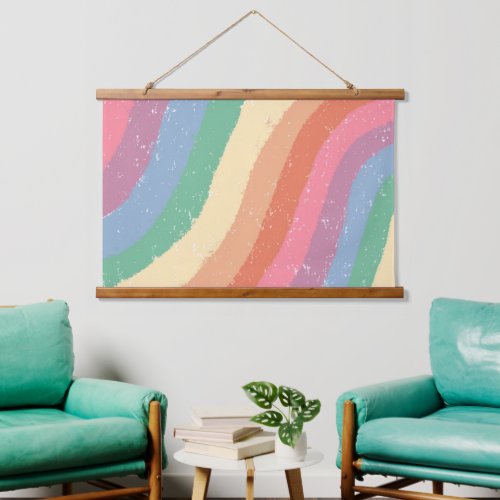 Boho Pastel Rainbow Hand_painted Brushstrokes Hanging Tapestry