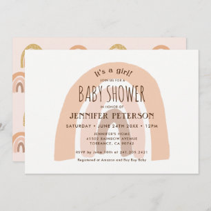 Boho Pastel Rainbow It's a Girl Baby Shower Invitation