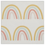Boho Pastel Rainbow Natural Ivory Linen Fabric
