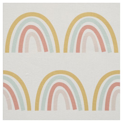 Boho Pastel Rainbow Natural Ivory Linen Fabric