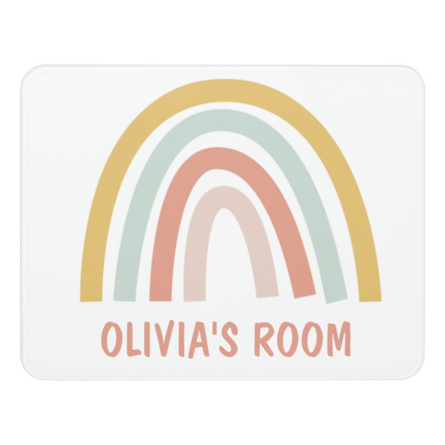 Boho Pastel Rainbow Personalized Door Sign (Contemporary Front)