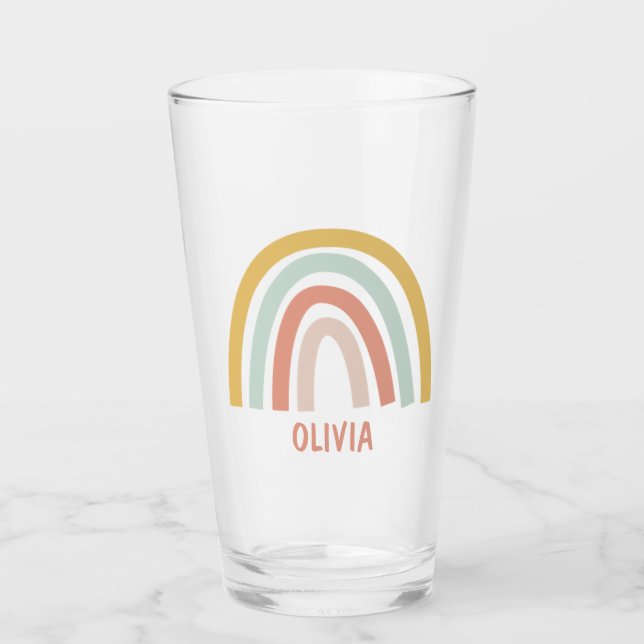 Boho Pastel Rainbow Personalized Glass (Front)
