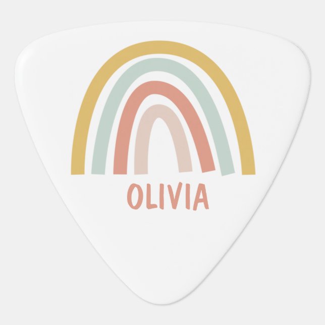 Boho Pastel Rainbow Personalized Guitar Pick (Front)