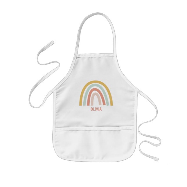 Boho Pastel Rainbow Personalized Kids' Apron (Front)