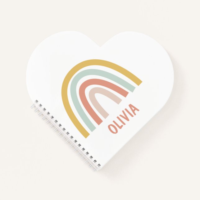 Boho Pastel Rainbow Personalized Notebook (Front)