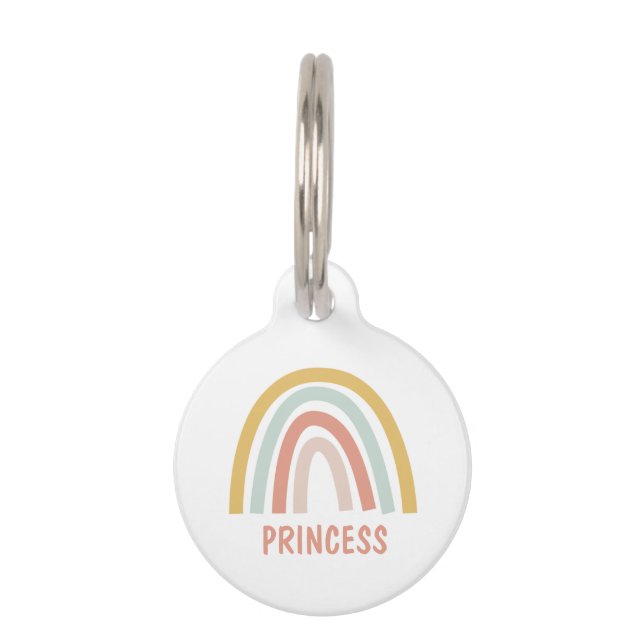 Boho Pastel Rainbow Personalized Pet ID Tag (Front)