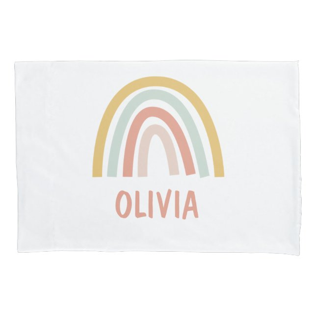Boho Pastel Rainbow Personalized Pillow Case (Front)