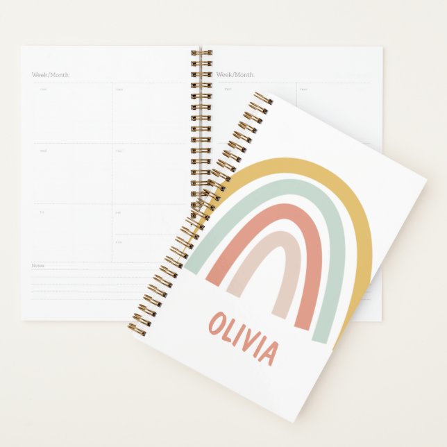 Boho Pastel Rainbow Personalized Planner (Display)