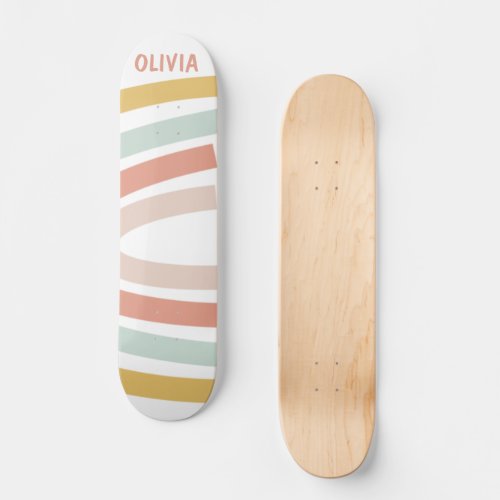 Boho Pastel Rainbow Personalized Skateboard