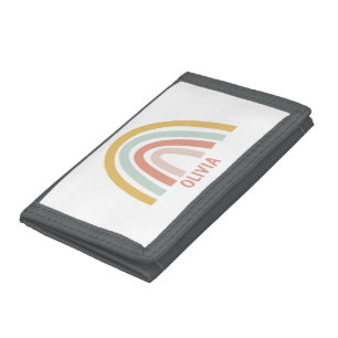 Boho Pastel Rainbow Personalized Tri-fold Wallet