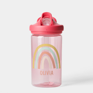 Boho Pastel Rainbow Personalized Water Bottle