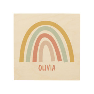 Boho Pastel Rainbow Personalized Wood Wall Art