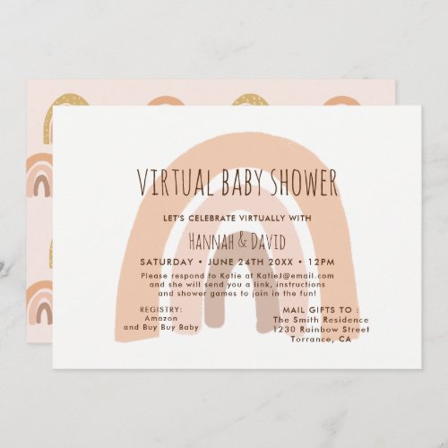 Boho Pastel Rainbow Virtual Baby Shower Invitation