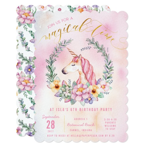 Boho Pastel Unicorn Birthday Party Invitation