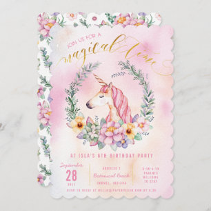 Boho Pastel Unicorn Birthday Party Invitation