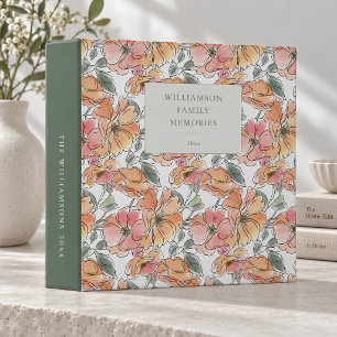 Boho Pastel Watercolor Floral Family Photo Album 3 Ring Binder
