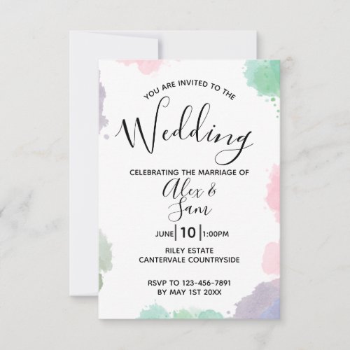 Boho Pastel Watercolor Wedding RSVP  Invitation