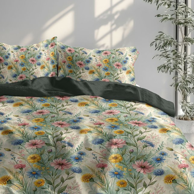 Boho Pastel Wild flowers Dreamy Bedroom Vibes Duvet Cover (Boho Pastel Wild flowers Dreamy Bedroom Vibes Duvet Cover)
