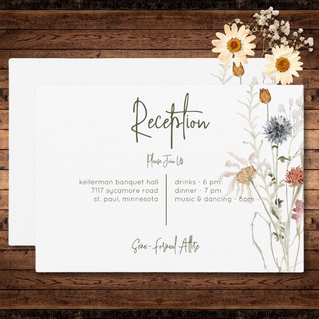 Boho Pastel Wildflowers Modern Floral Reception Enclosure Card (Boho Pastel Wildflowers Modern Floral Reception Enclosure Card)