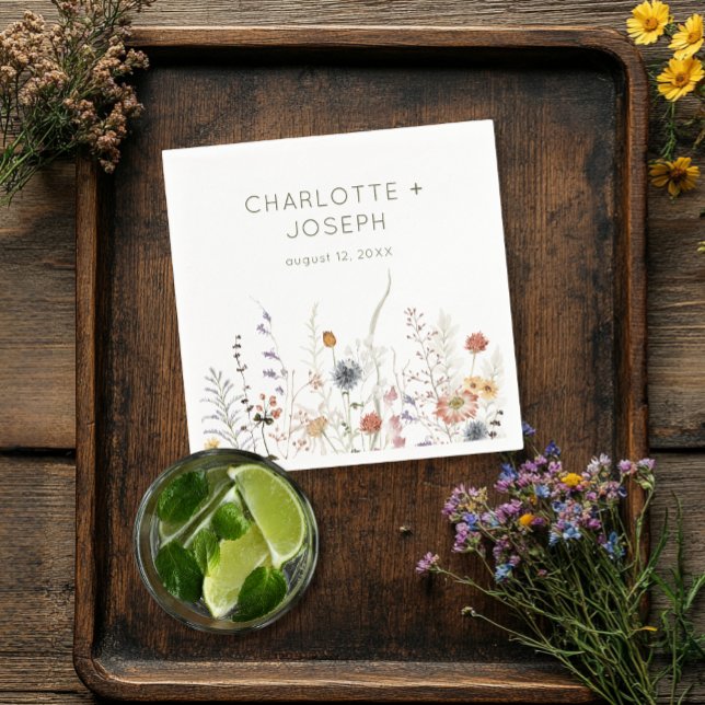 Boho Pastel Wildflowers Modern Floral Wedding Napkins (Creator Uploaded)