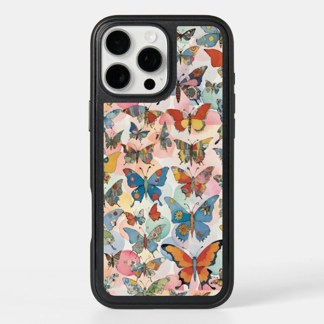 Boho Patchwork Butterflies Floral Pastels Otterbox iPhone Case (Back)