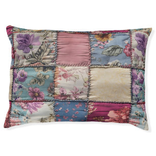 Boho Patchwork Colorful Denim Quilt Patches Pet Bed