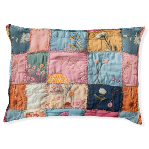 Boho Patchwork Colorful Denim Quilt Patches Pet Bed