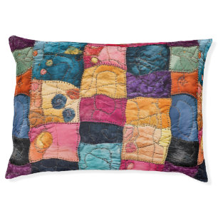 Boho Patchwork Colorful Denim Quilt Patches Pet Bed