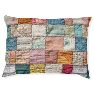 Boho Patchwork Colorful Denim Quilt Patches Pet Bed