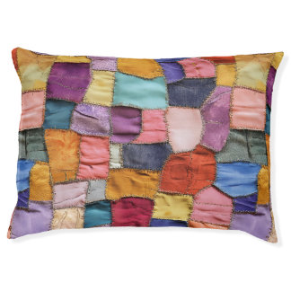 Boho Patchwork Colorful Denim Quilt Patches Pet Bed