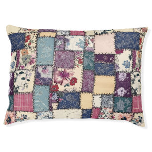 Boho Patchwork Colorful Denim Quilt Patches Pet Bed
