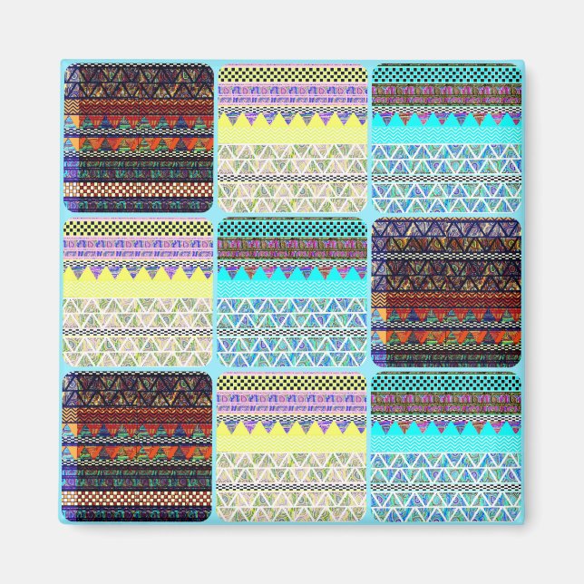 Boho Patchwork of Tribal Ethnic Stripes Magnet (Front)