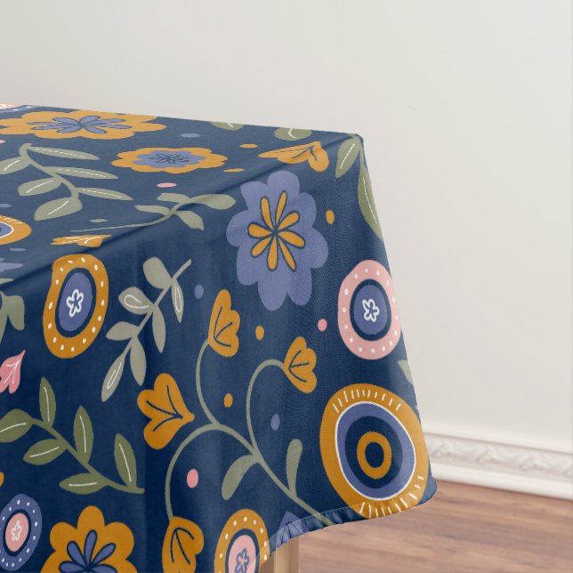 Boho pattern 01.w D Blue BG Tablecloth (In Situ)