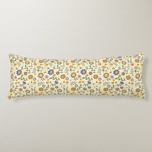 Boho pattern 01.w Lyellow BG Body Pillow (Front)
