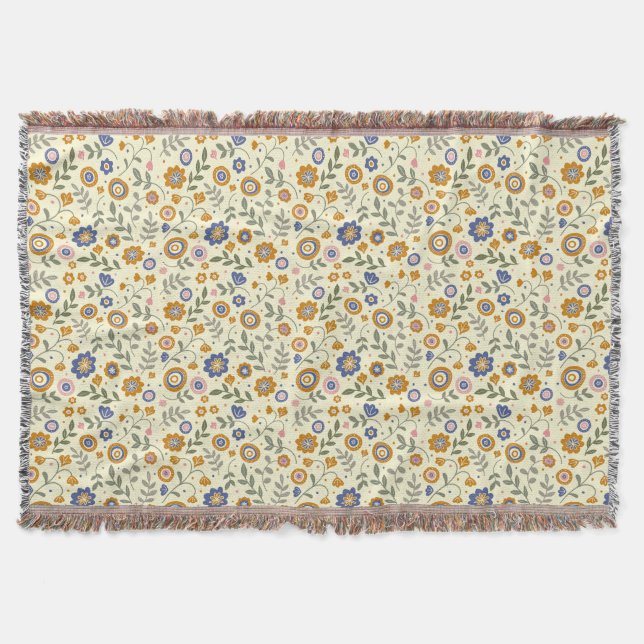 Boho pattern 01.w Lyellow BG Throw Blanket (Front)