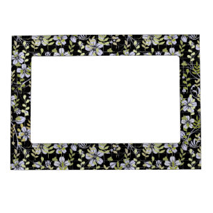 Boho pattern 02.w Floral on Black BG Magnetic Frame