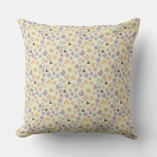 Boho pattern 02.w LYellow BG Throw Pillow (Front)