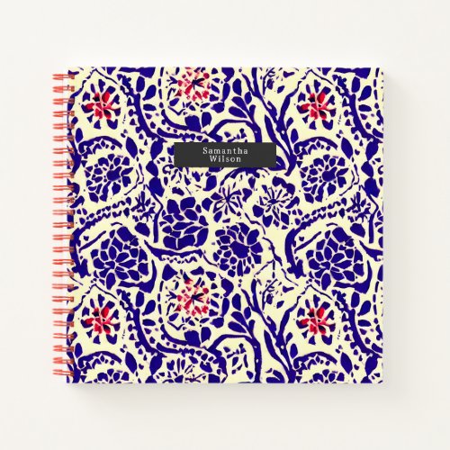Boho Pattern Blue and Red   Notebook