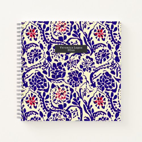 Boho Pattern Blue and Red  Notebook