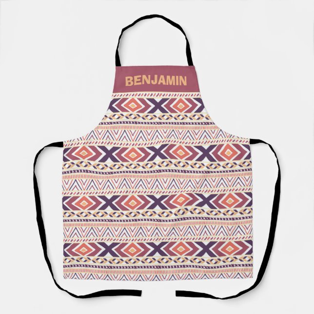 Boho Pattern Customize Name Apron (Front)
