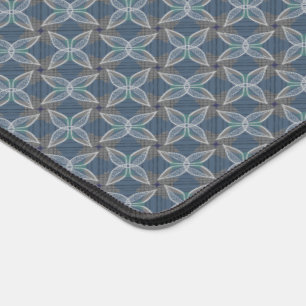 Boho Pattern Elegant & Neutral Floral Dusty Blue Desk Mat