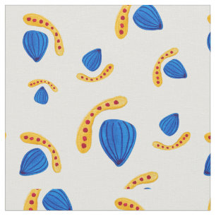 Boho pattern hand-painted yellow and blue fabric
