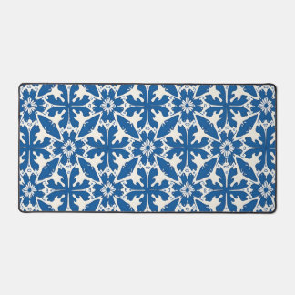 Boho Pattern in Blue – Elegant & Bold Desk Mat