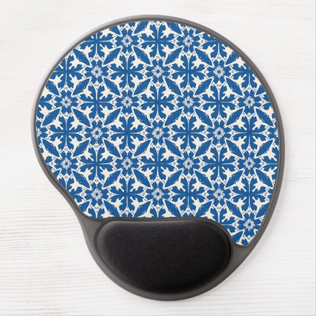 Boho Pattern in Blue – Elegant & Bold Gel Mouse Pad (Front)