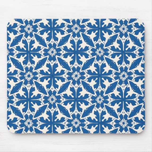 Boho Pattern in Blue – Elegant & Bold Mouse Pad (Front)