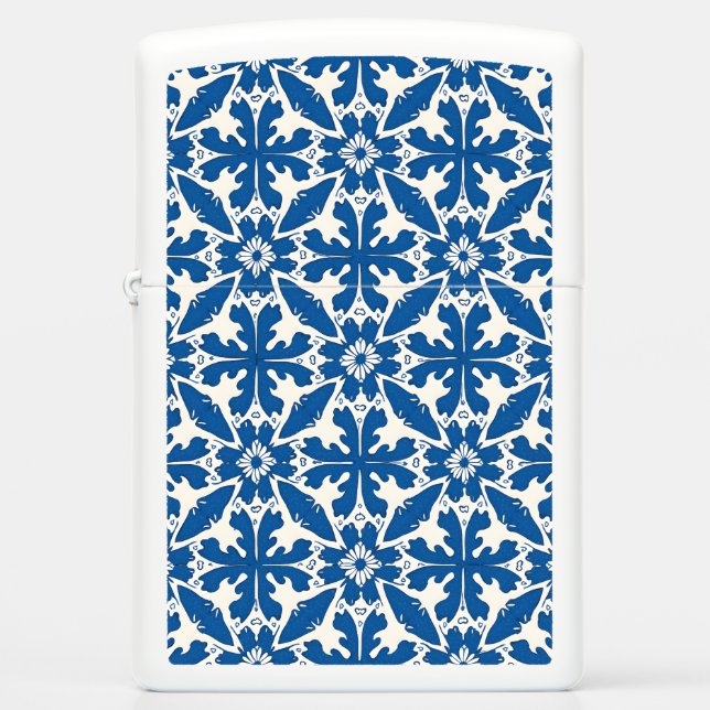 Boho Pattern in Blue – Elegant & Bold Zippo Lighter (Front)