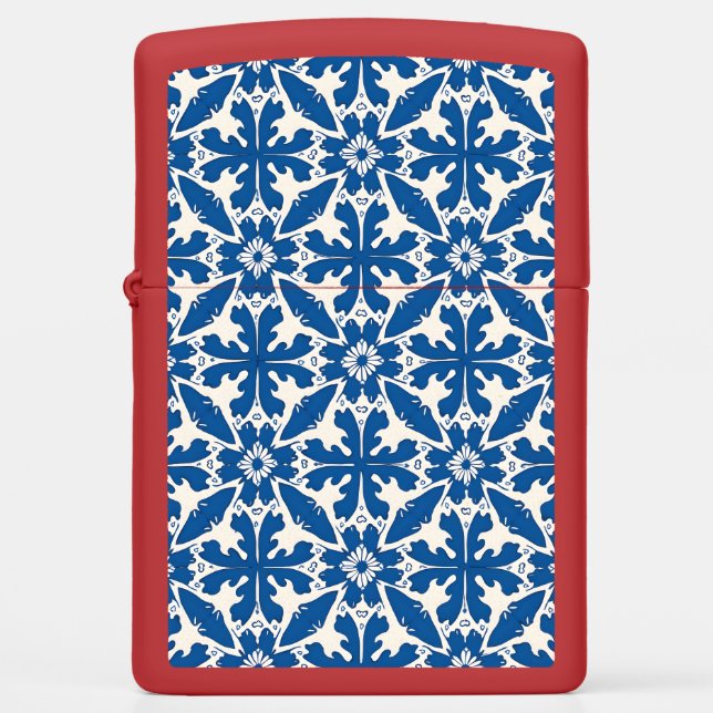 Boho Pattern in Blue – Elegant & Bold Zippo Lighter (Front)